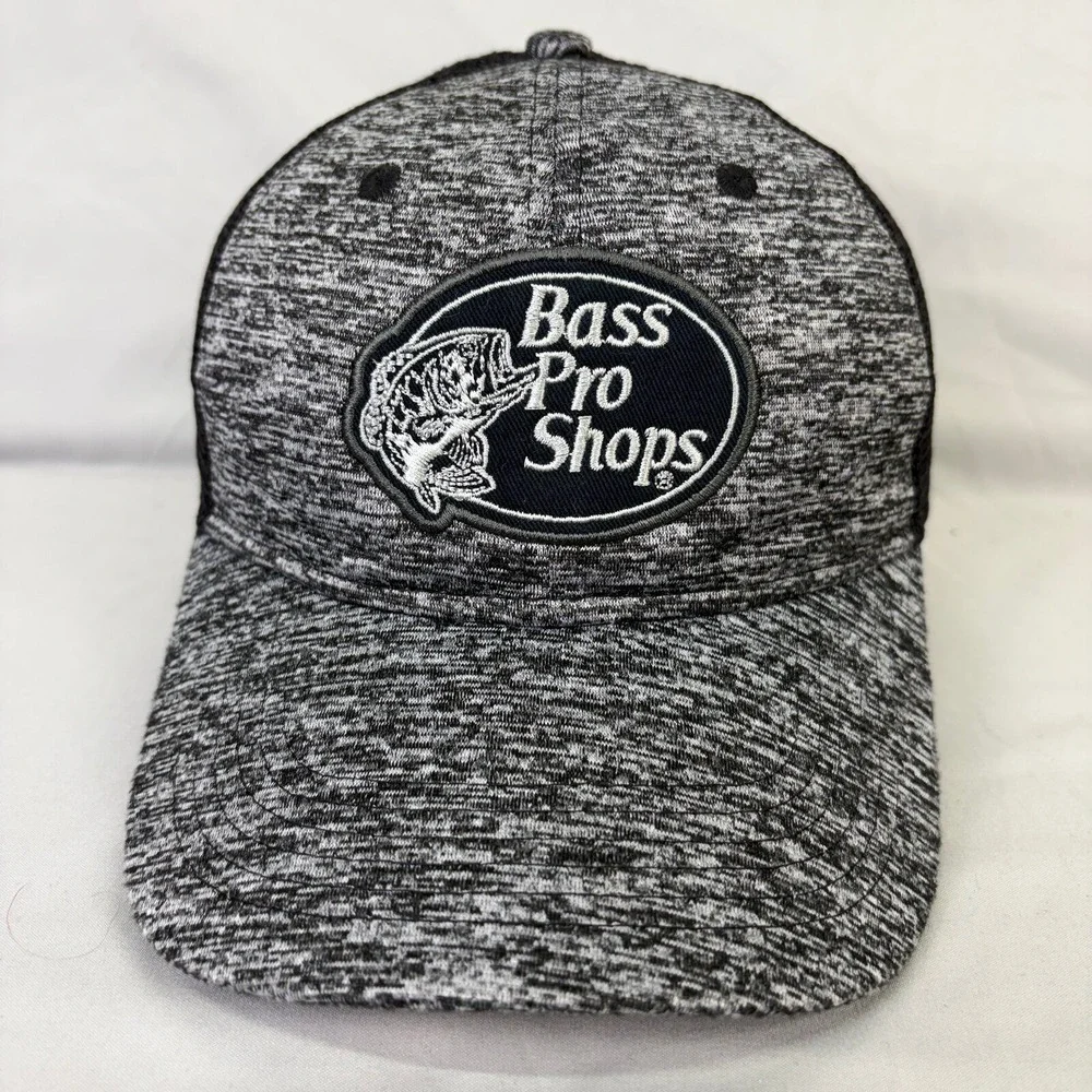 Bass Pro Shops Trucker Hat Fishing Youth OSFM Gray Space Dye Snapback Mesh Cap